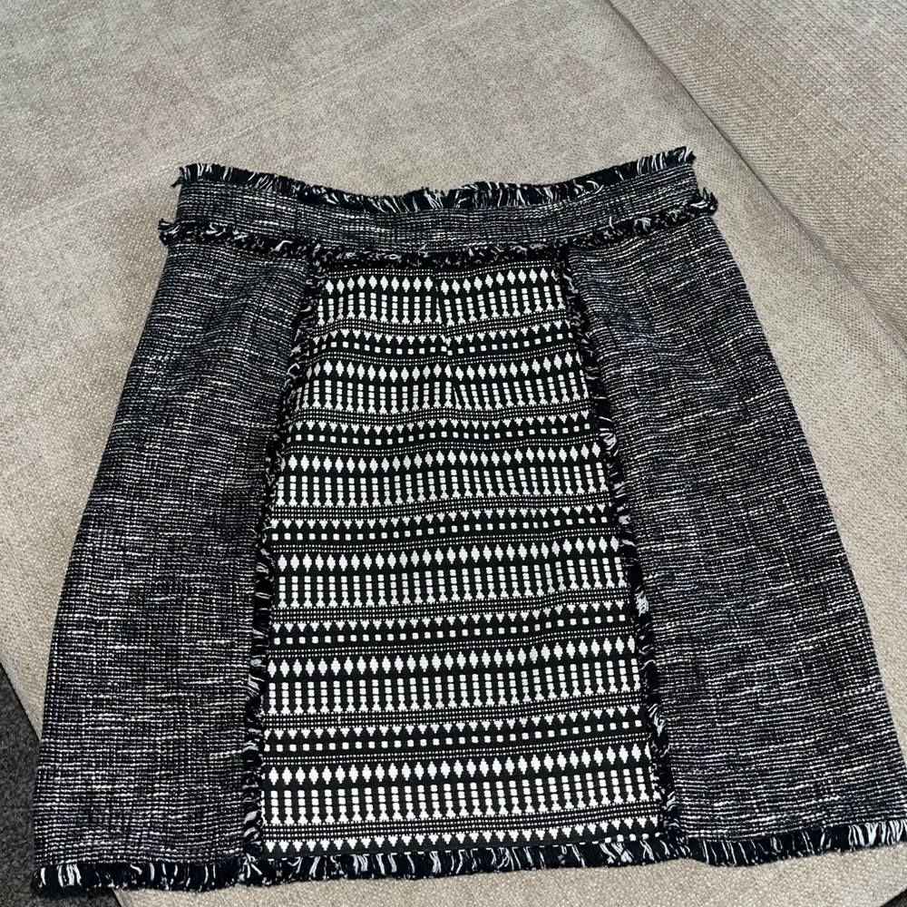 French Connection Black and White Tweed Mini Skirt